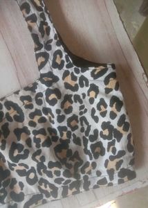Leopard Print Blouse / Crop Top with Toe Back