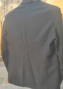 Classic Black Blazer with Red Pocket Square