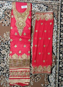Red & Gold Embroidered Salwar Kamee