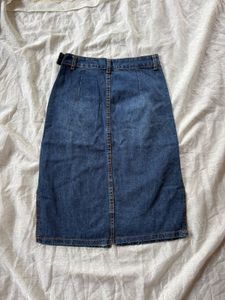 Blue Denim Midi Skirt