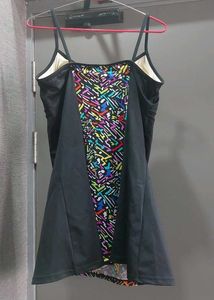 Vibrant Abstract Print One-Piece Swimsuit Dress