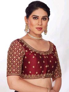 silk party wear blouse -Red and Maroon color Blous