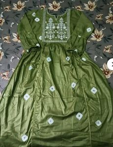 Olive Green frock set with Dupatta