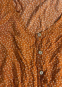 Coral Polka Dots Peplum Top