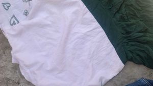 Girls' White &amp; Green Kurta Set