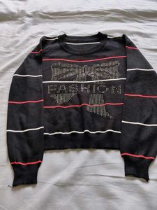 Black 'Fashion' Embellished Sweater