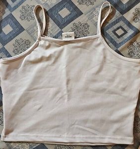 Sleek White Spaghetti Strap Crop Top
