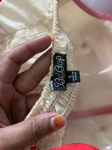 Pintresty Chic peach &amp; Cream Pleated Dress