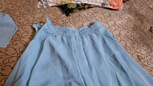 Elegant Light Blue Palazzo indowestern