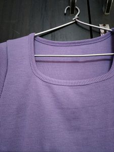 Square Neck Lavender Ribbed Top