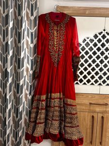 Red Anarkali Kurta Set with Dupatta