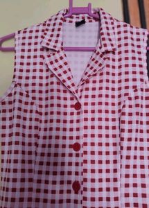 Vintage Red Gingham Button-Up Dress