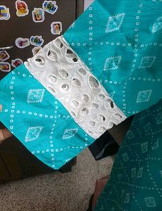 Teal Kurta with Diamond Pattern