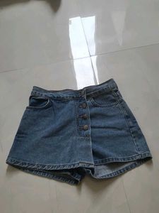 Denim Skort with Button Front