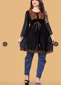 Beautiful Black Embroidered Kurta