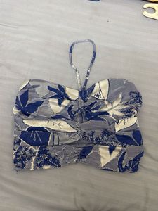Boho Floral Halter Neck Crop Top