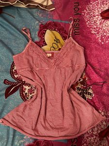 Red and White Striped Cami Top