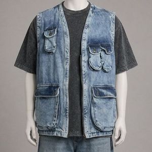 Denim Vest with Multiple Pockets