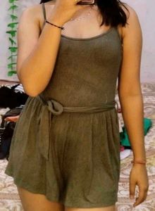 Olive Green Ribbed Romper jumpsuit
