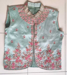 Embroidered Ethnic Sleeveless Top Blouse Jacket