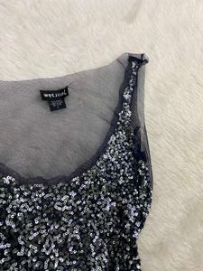 Vintage Sequined Mesh Camisole Tank Top