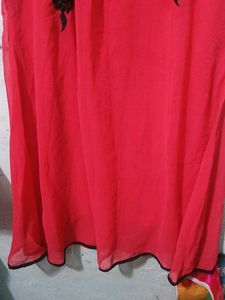Red Kurta with Black Embroidery