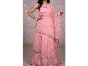 Stunning Pink Embroidered Lehenga Choli