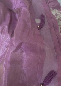 Purple Floral Kurta with Embellished Neckline