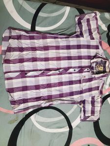 Purple Plaid Short Sleeve Shirt