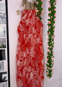 orange ethnic motif dress
