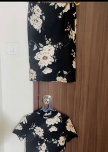 Floral Crop Top And Skirt Combo