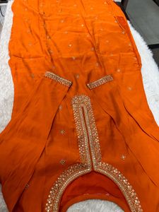 Orange Kurta with duppata only Embroidery