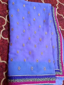 Beautiful Lavender Saree with Gold Embellishments