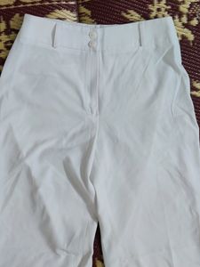 White Straight Leg High Waisted Pants