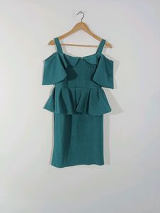 Sea Green Plain Casual Dress (Women)