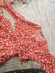 Sassafras open waist red maxi dress
