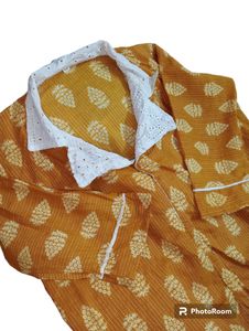 Pure Cotton Kantha Stitching Kurta With Hakoba Collar Panel
