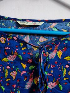 Blue Peacock Printed Top