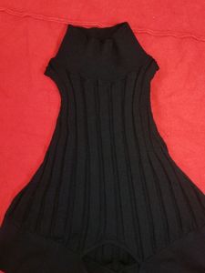 Unique and Rare Black Ribbed Knit Bodysuit