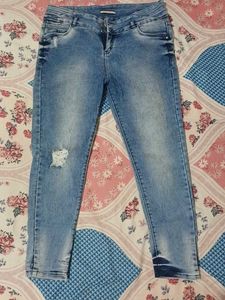 Blue Distressed Denim Jeans