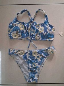 M Blue Floral Bikini Set