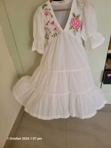 White Embroidered Tiered Maxi Dress