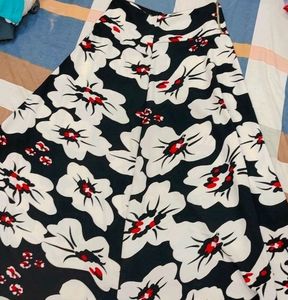 Floral Black And White Long Skirt