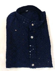Navy Blue Sequin Kurta