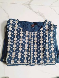 Blue Embroidered Kurta Set with Pants