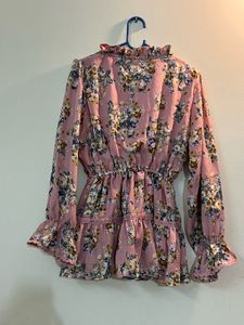 Chic Pink Floral Print Kurta