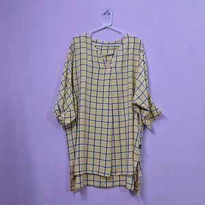 👕 | Yellow Checkered Tunic Top