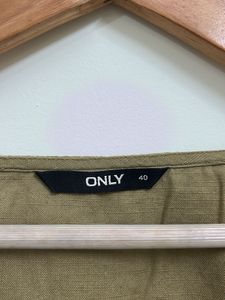 Olive Ruched Front Long Sleeve Top