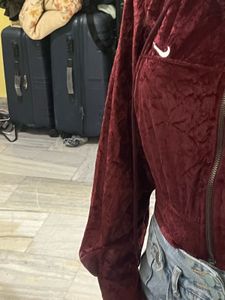 Maroon Velvet Hoodie