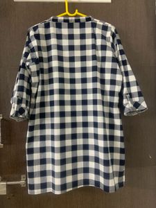 Plus Size Checked Cotton Tunic Top